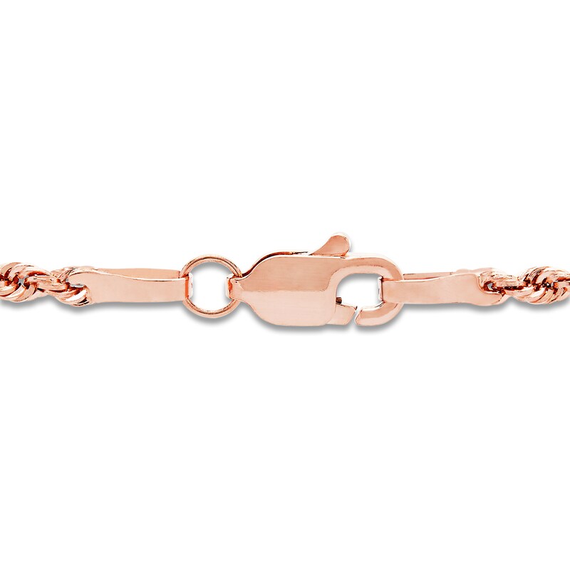 Main Image 4 of Semi-Solid Glitter Rope Chain Necklace 14K Rose Gold 16" 1.8mm