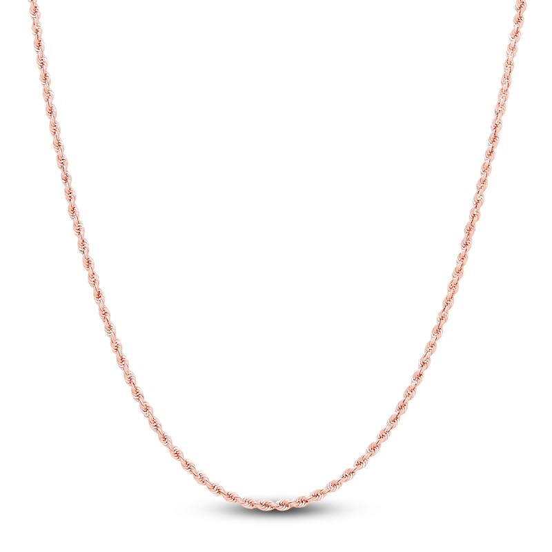 Main Image 1 of Semi-Solid Glitter Rope Chain Necklace 14K Rose Gold 18" 1.8mm