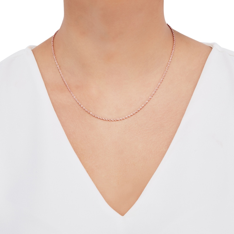 Main Image 2 of Semi-Solid Glitter Rope Chain Necklace 14K Rose Gold 18" 1.8mm