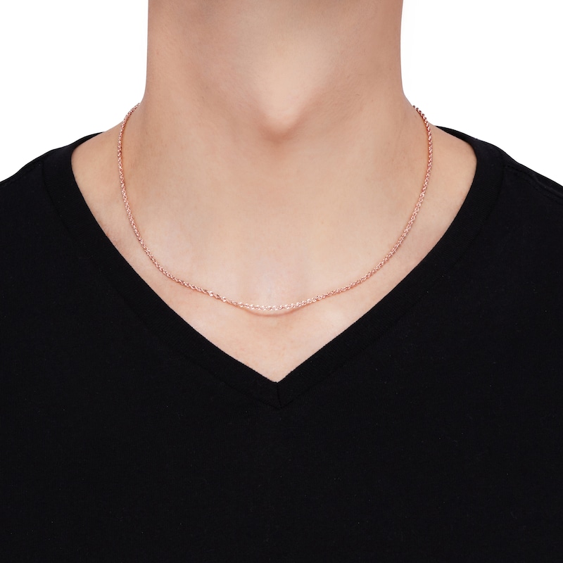 Main Image 3 of Semi-Solid Glitter Rope Chain Necklace 14K Rose Gold 18" 1.8mm