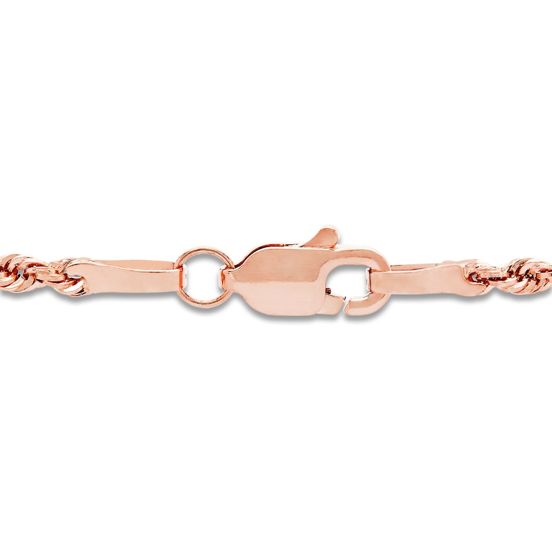Main Image 4 of Semi-Solid Glitter Rope Chain Necklace 14K Rose Gold 18" 1.8mm