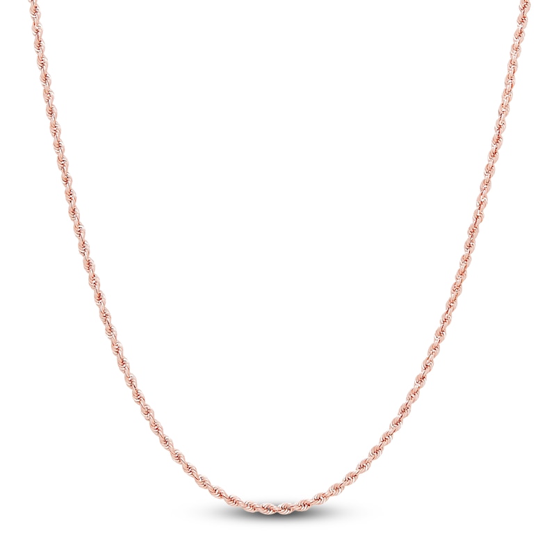 Main Image 1 of Semi-Solid Glitter Rope Chain Necklace 14K Rose Gold 22" 1.8mm