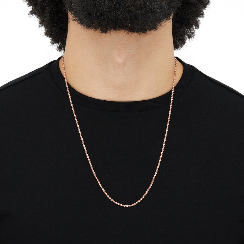Main Image 3 of Semi-Solid Glitter Rope Chain Necklace 14K Rose Gold 22" 1.8mm