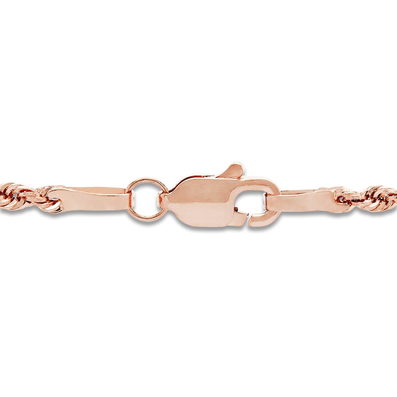 Main Image 4 of Semi-Solid Glitter Rope Chain Necklace 14K Rose Gold 22" 1.8mm