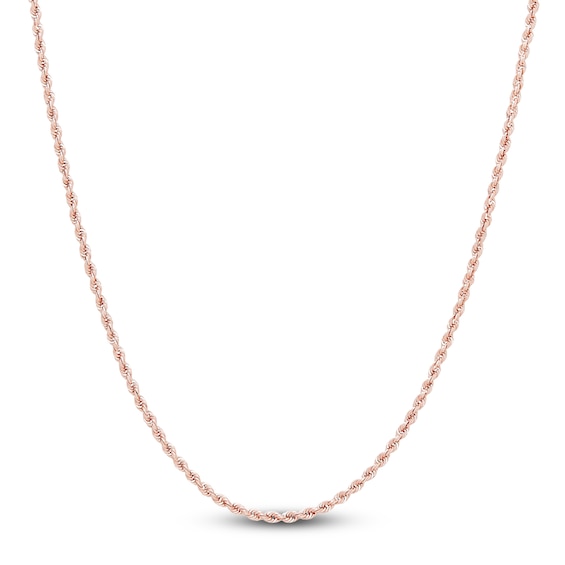 Semi-Solid Glitter Rope Chain Necklace 14K Rose Gold 24" 1.8mm