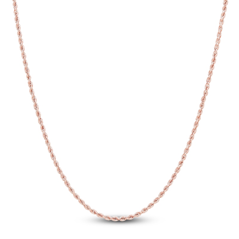 Main Image 1 of Semi-Solid Glitter Rope Chain Necklace 14K Rose Gold 24" 1.8mm