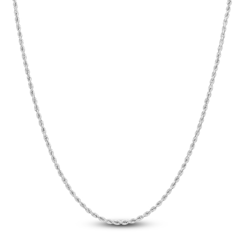 Main Image 1 of Semi-Solid Glitter Rope Chain Necklace 14K White Gold 18" 1.8mm