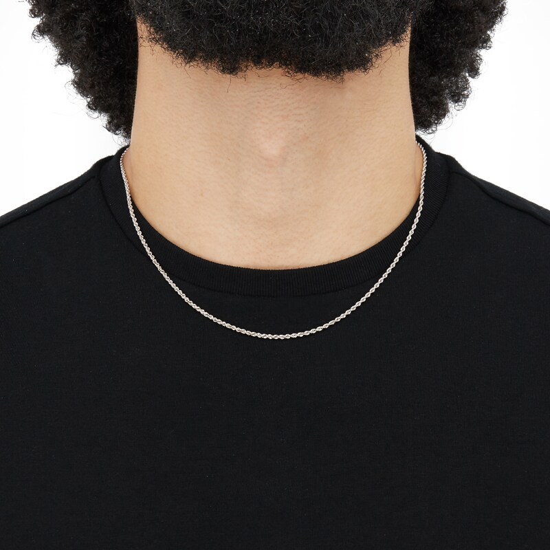 Main Image 3 of Semi-Solid Glitter Rope Chain Necklace 14K White Gold 18" 1.8mm