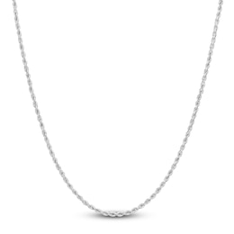 Semi-Solid Glitter Rope Chain Necklace 14K White Gold 20" 1.8mm