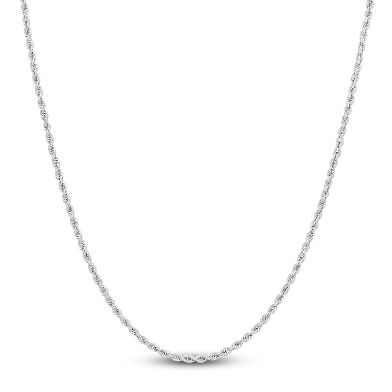 Main Image 1 of Semi-Solid Glitter Rope Chain Necklace 14K White Gold 20" 1.8mm