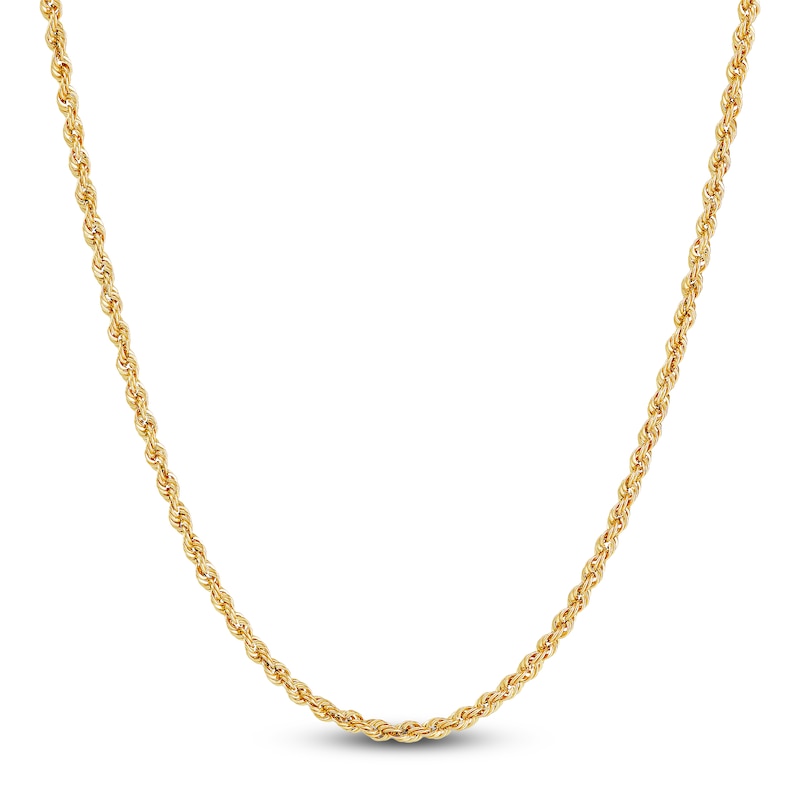 Main Image 1 of Semi-Solid Glitter Rope Chain Necklace 14K Yellow Gold 16" 2mm