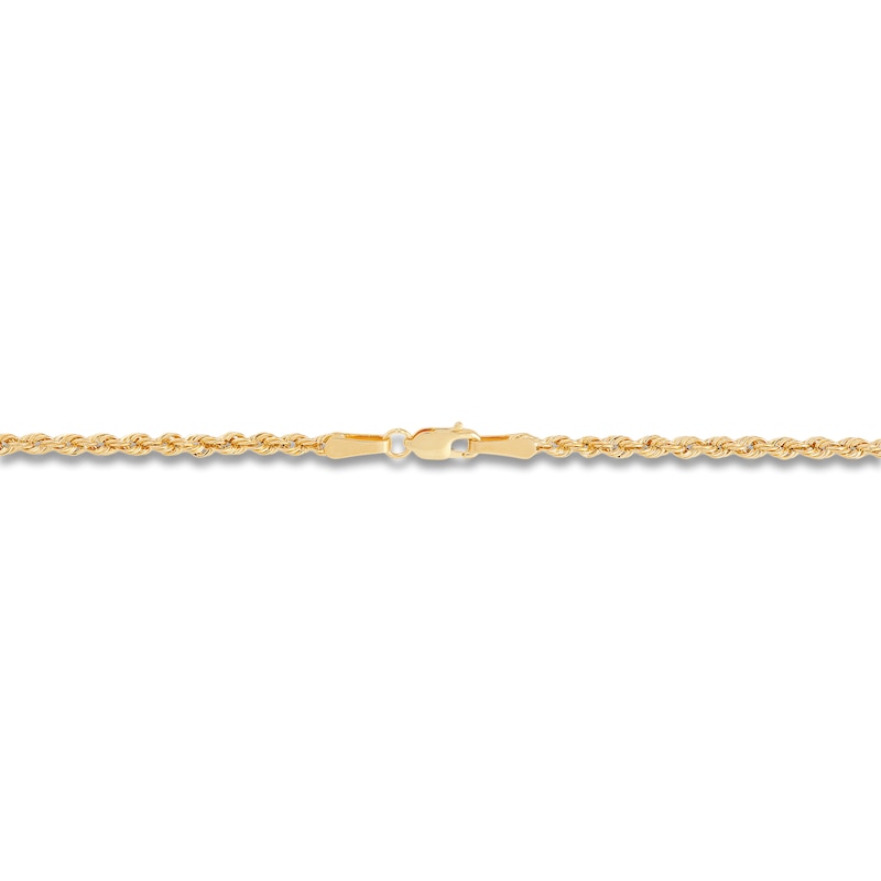 Main Image 2 of Semi-Solid Glitter Rope Chain Necklace 14K Yellow Gold 16" 2mm