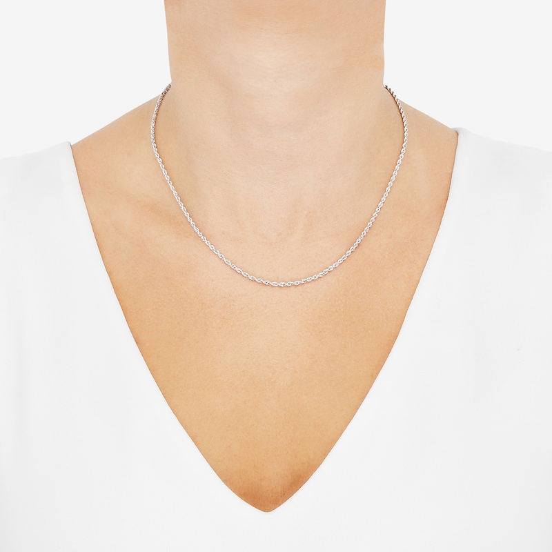 Main Image 3 of Semi-Solid Glitter Rope Chain Necklace 14K White Gold 18" 2mm