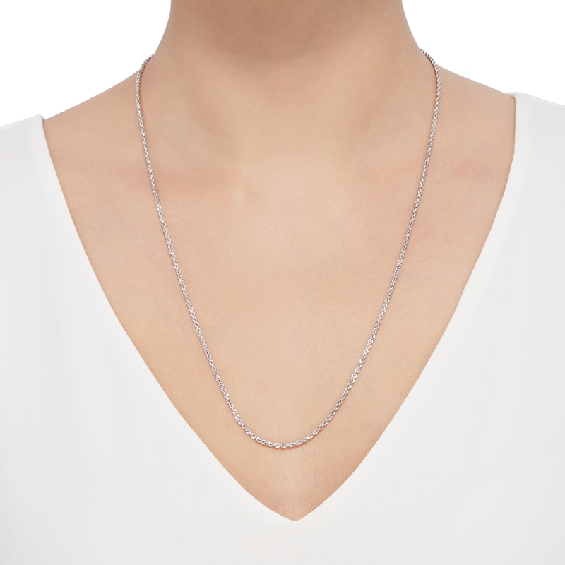 Main Image 3 of Semi-Solid Glitter Rope Chain Necklace 14K White Gold 24" 2mm