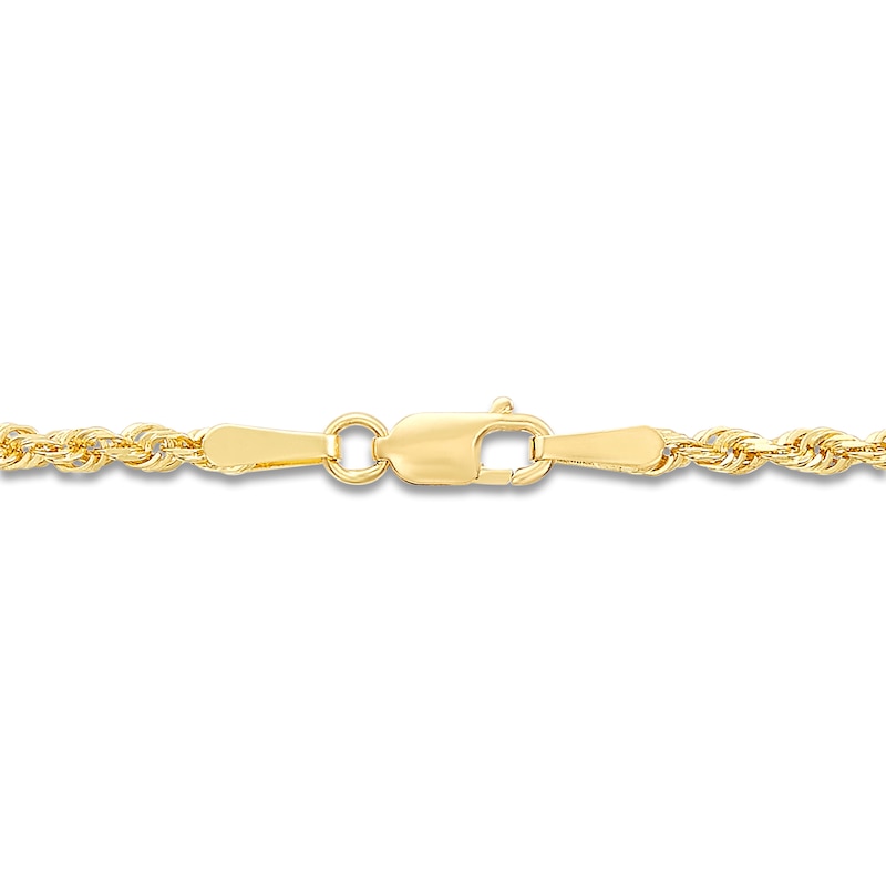 Main Image 2 of Semi-Solid Glitter Rope Chain Necklace 14K Yellow Gold 16" 2.4mm