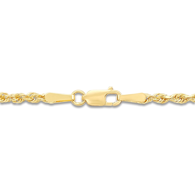 Main Image 2 of Semi-Solid Glitter Rope Chain Necklace 14K Yellow Gold 20" 2.4mm