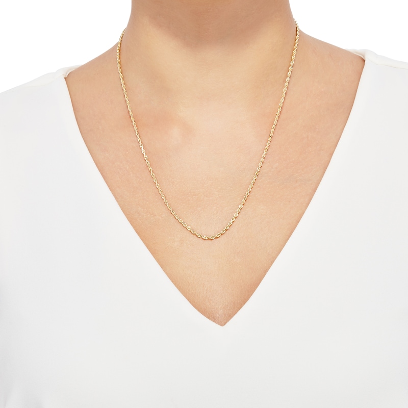 Main Image 3 of Semi-Solid Glitter Rope Chain Necklace 14K Yellow Gold 20" 2.4mm
