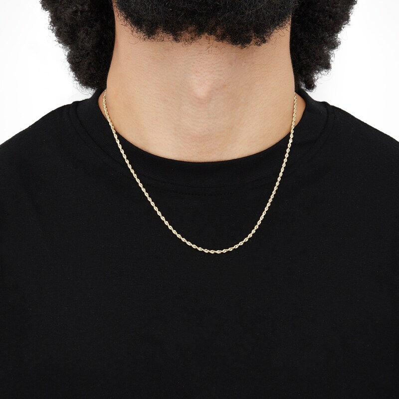 Main Image 4 of Semi-Solid Glitter Rope Chain Necklace 14K Yellow Gold 20" 2.4mm