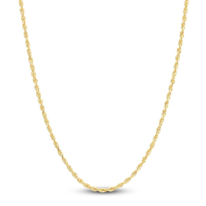 Main Image 1 of Semi-Solid Glitter Rope Chain Necklace 14K Yellow Gold 30" 2.4mm