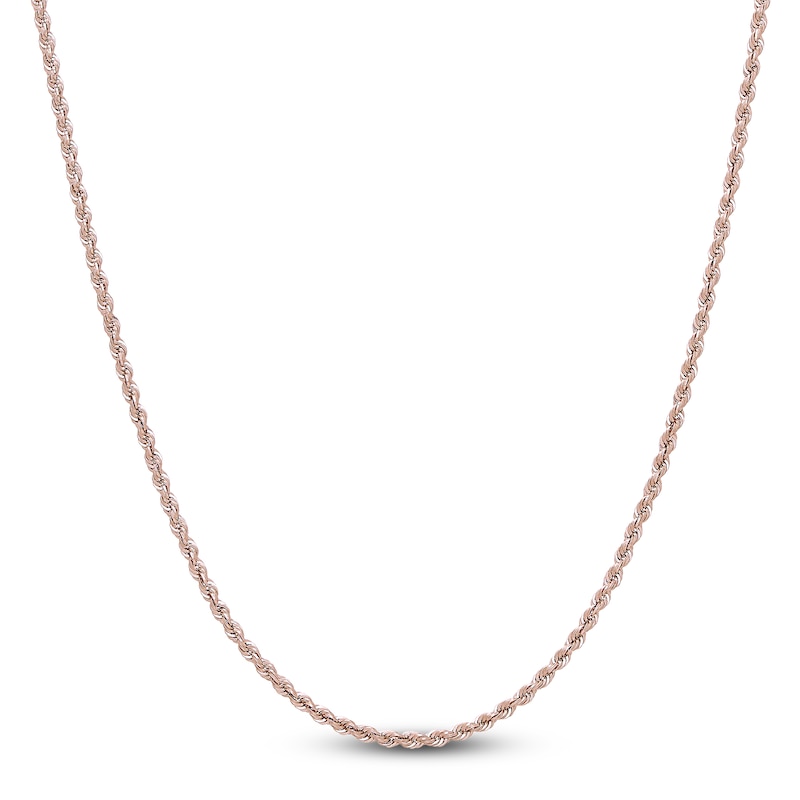 Main Image 1 of Semi-Solid Glitter Rope Chain Necklace 14K Rose Gold 30" 2.4mm