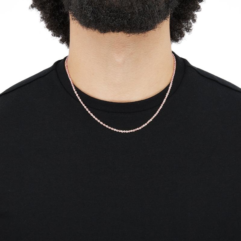 Main Image 3 of Semi-Solid Glitter Rope Chain Necklace 14K Rose Gold 30" 2.4mm
