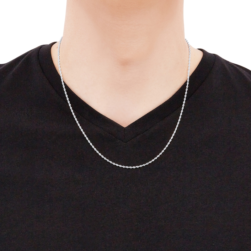 Main Image 4 of Semi-Solid Glitter Rope Chain Necklace 14K White Gold 18" 2.4mm