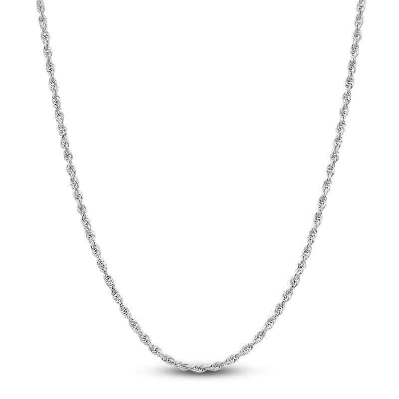 Main Image 1 of Semi-Solid Glitter Rope Chain Necklace 14K White Gold 20" 2.4mm