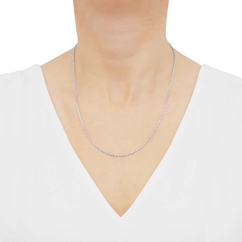 Main Image 3 of Semi-Solid Glitter Rope Chain Necklace 14K White Gold 20" 2.4mm