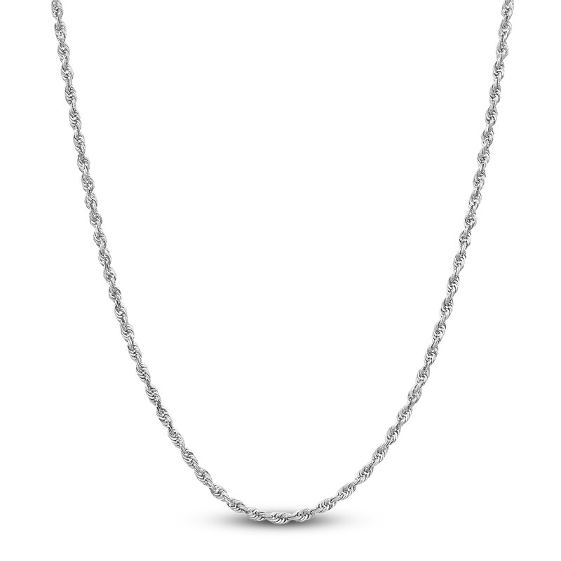 Main Image 1 of Semi-Solid Glitter Rope Chain Necklace 14K White Gold 22" 2.4mm