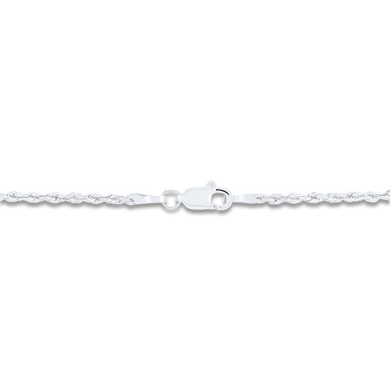 Main Image 2 of Semi-Solid Glitter Rope Chain Necklace 14K White Gold 22" 2.4mm