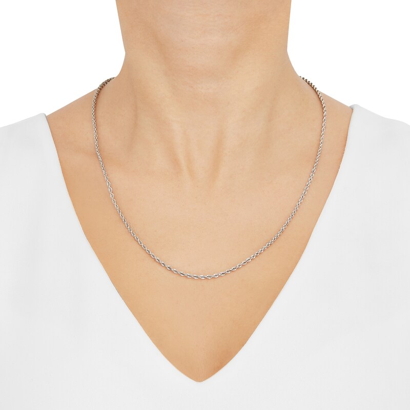 Main Image 3 of Semi-Solid Glitter Rope Chain Necklace 14K White Gold 22" 2.4mm