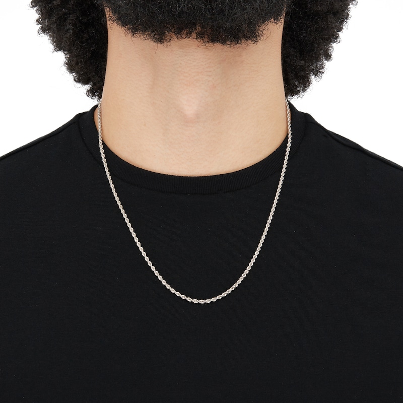 Main Image 4 of Semi-Solid Glitter Rope Chain Necklace 14K White Gold 22" 2.4mm