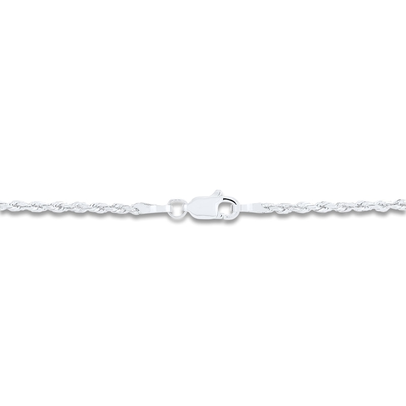 Main Image 2 of Semi-Solid Glitter Rope Chain Necklace 14K White Gold 24" 2.4mm