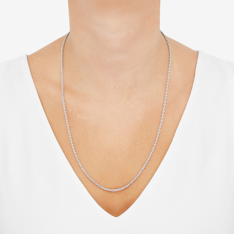 Main Image 3 of Semi-Solid Glitter Rope Chain Necklace 14K White Gold 24" 2.4mm