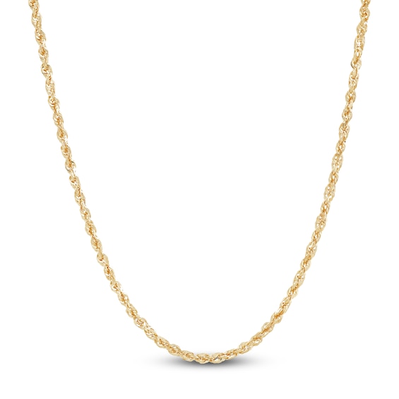 Glitter Rope Chain Necklace Hollow 14K Yellow Gold 20" 1.8mm