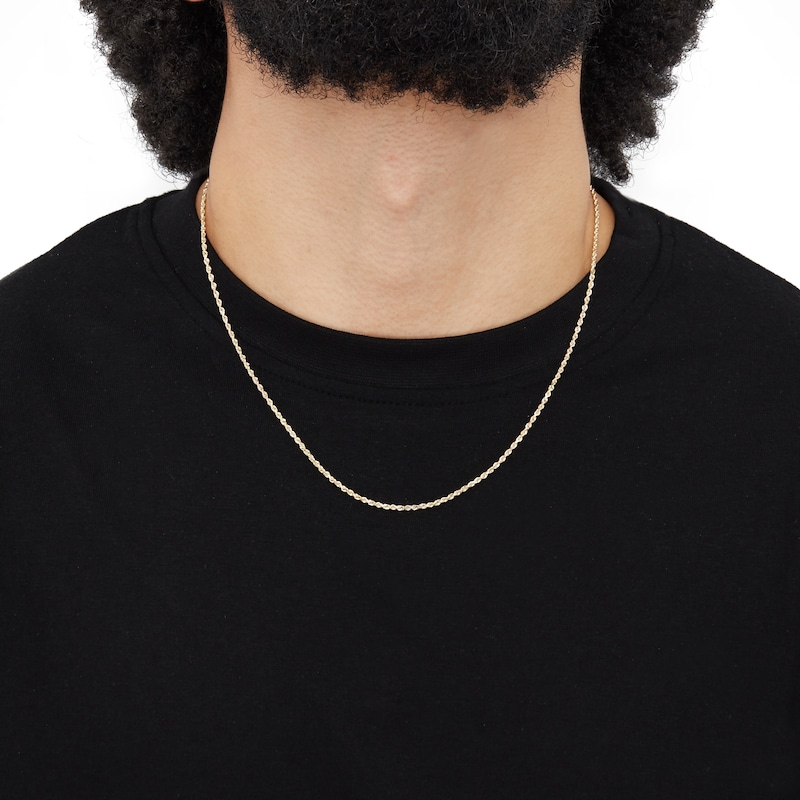 Main Image 4 of Hollow Glitter Rope Chain Necklace 14K Yellow Gold 20" 1.8mm