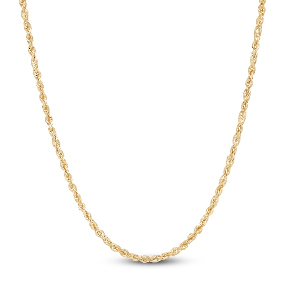 Glitter Rope Chain Necklace Hollow 14K Yellow Gold 24" 1.8mm