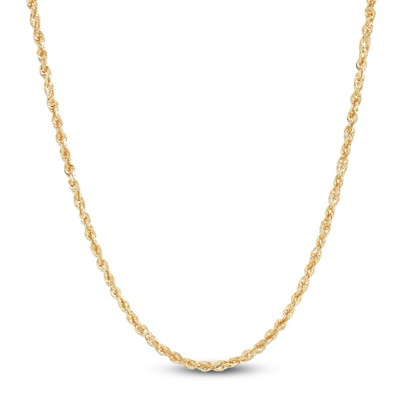 Main Image 1 of Hollow Glitter Rope Chain Necklace 14K Yellow Gold 24" 1.8mm