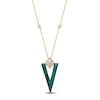 Thumbnail Image 1 of Natural Malachite & Diamond Necklace 1/4 ct tw 14K Yellow Gold 18"