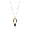 Thumbnail Image 3 of Natural Malachite & Diamond Necklace 1/4 ct tw 14K Yellow Gold 18"
