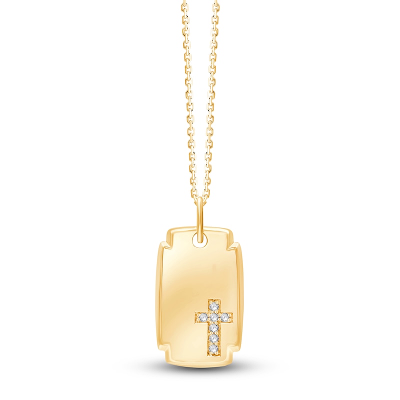 Main Image 1 of Children's Diamond Accent Cross Necklace 18K Yellow Gold 10"