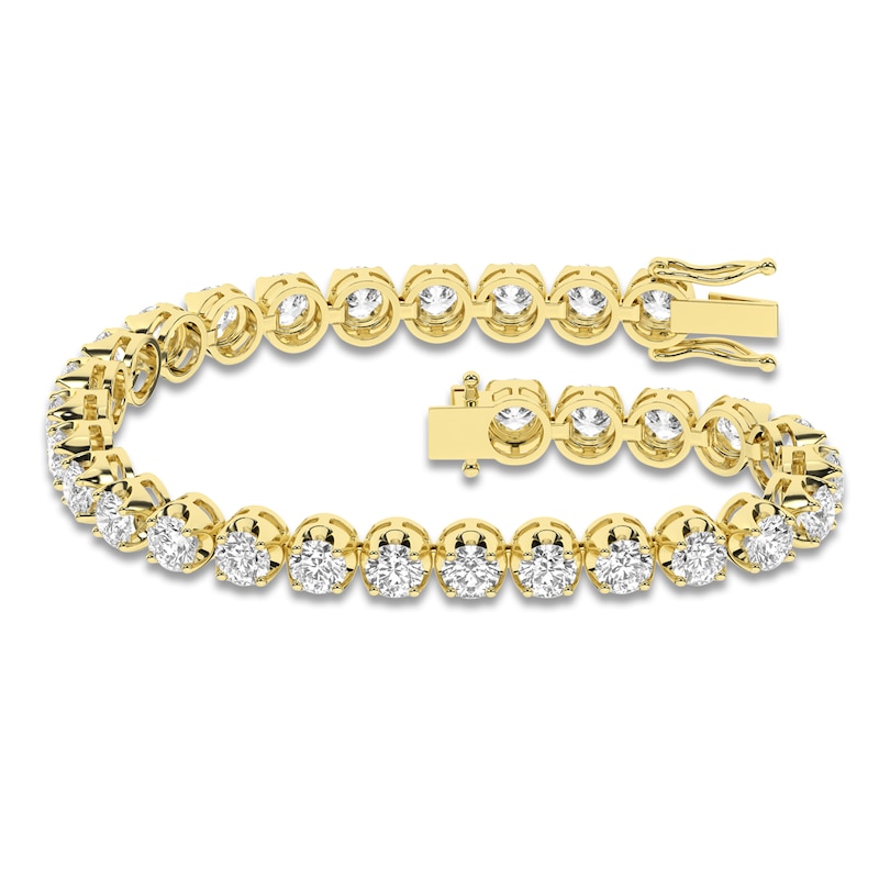 Main Image 1 of Lab-Grown Diamond Tennis Bracelet 8 ct tw 14K Yellow Gold 7.25"