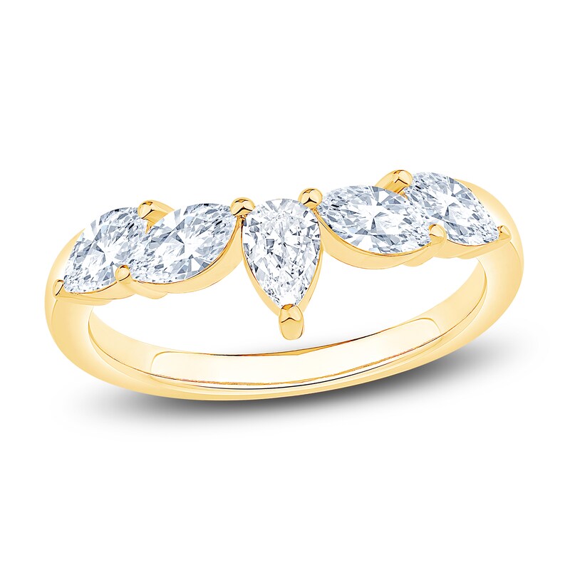 Main Image 1 of Lab-Grown Marquise and Pear Diamond Anniversary Ring 1 ct tw 14K Yellow Gold