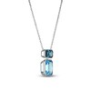 Thumbnail Image 2 of Rectangle-Cut Natural Swiss Blue Topaz & London Blue Topaz Necklace 10K White Gold 18"