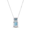 Thumbnail Image 4 of Rectangle-Cut Natural Swiss Blue Topaz & London Blue Topaz Necklace 10K White Gold 18"