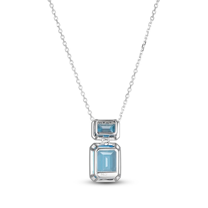 Main Image 4 of Rectangle-Cut Natural Swiss Blue Topaz & London Blue Topaz Necklace 10K White Gold 18"