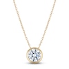 Thumbnail Image 1 of Certified Round-Cut Diamond Bezel-Set Solitaire Necklace 1-1/2 ct tw 14K Yellow Gold 18" (I1/I)