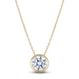 Certified Round-Cut Diamond Bezel-Set Solitaire Necklace 1-1/2 ct tw 14K Yellow Gold 18" (I1/I)
