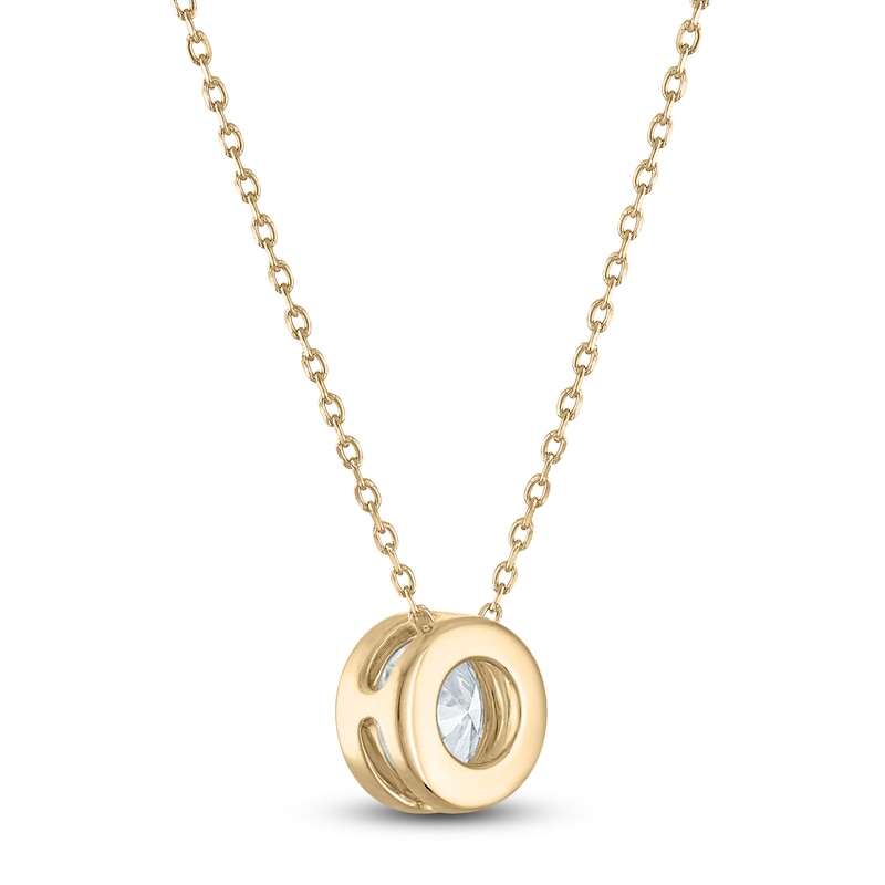 Main Image 3 of Certified Round-Cut Diamond Bezel-Set Solitaire Necklace 1-1/2 ct tw 14K Yellow Gold 18" (I1/I)