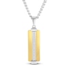 Thumbnail Image 1 of Men's Diamond Dog Tag Necklace 1/10 ct tw Stainless Steel & Yellow Ion Plating 24"